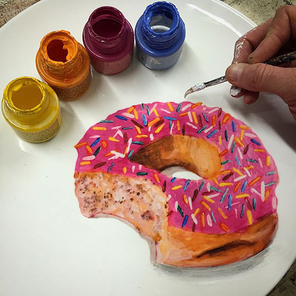 Donut artwork on plates