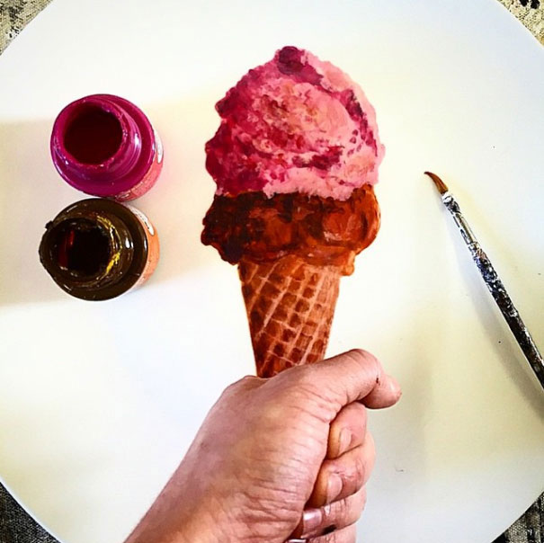 Ice cream Cone artwork on plates