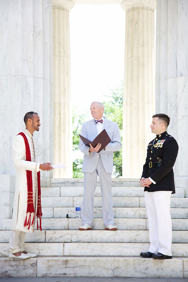 Justin and Simon taking the wedding vows