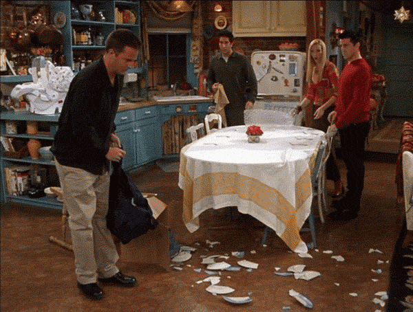 Chandler Broke the Plates at thanksgiving 